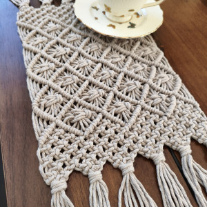 Makramowy bieżnik na stół Cappuccino Home