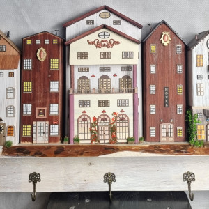 Wieszak - drewniane domki - na klucze i inne drobiazgi 13