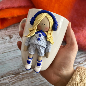 Ceramiczny kubek z dekorem z gliny polimerowej - możliwość personalizacji