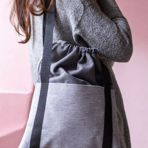 Torba z kominem szara jodełka