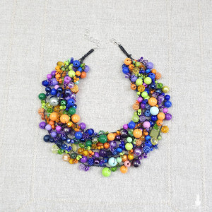 7002 : Bogaty Naszyjnik Kaskadowy – Mix Kolorów i Tekstur