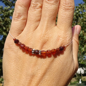 Bransoletka regulowana Hessonit Kamień cynamonowy Granat pomarańczowy