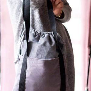 Szara torba z kominem z weluru