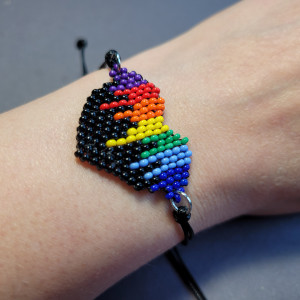 Bransoletka na sznurku Serce dla malarza malarki czarno-kolorowe