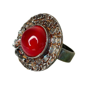 Srebrny pierścień z czerwonym agatem a1148