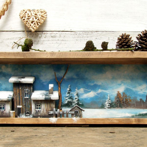 Skrzynka wieszaczek na klucze - Zimowy dzień