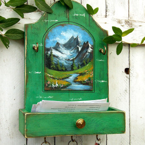 Organizer z wieszaczkami i malowanym pejzażem - Lato w górach