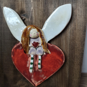 Aniołek ceramiczny na desce