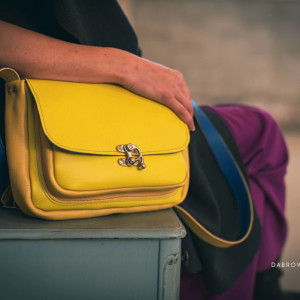 Teczka teczuszka na ramię żółta SKÓRA NATURALNA