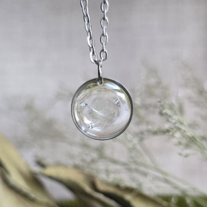 Dmuchawiec Wieczne kwiaty bukiet kwiatowy łąka srebrna zawieszka srebrny wisiorek kwiat naszyjnik żywica z żywicy kwiaty