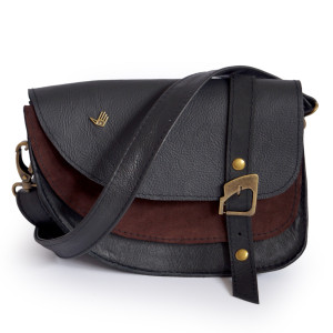 Aria nerka/torebka skórzana czarno brązowa