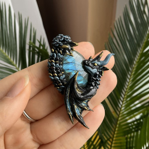 Naszyjnik smoczego strażnika z labradorytem, idealny na prezent, magia fantasty