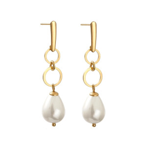 Pozłacane kolczyki z perłowymi kroplami c1086