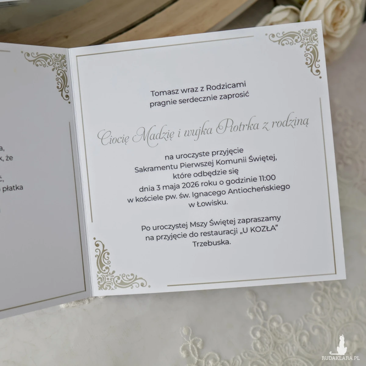 Zaproszenie komunijne dla chłopca i dziewczynki