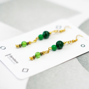 Wiszące kolczyki, malachit