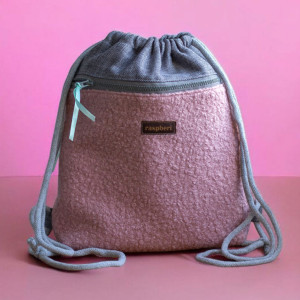 Szaro-różowy workoplecak z przednią kieszenią