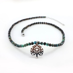 NASZYJNIK TURKUS AFRYKAŃSKI Z DRZEWEM ŻYCIA