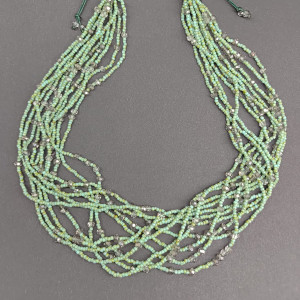 Naszyjnik Krótki Trawertyn Zielone Toho Kryształki