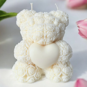 Świeca sojowa DUŻY miś róże walentynki dzień kobiet