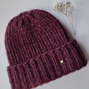 Czapka wełniana beanie burgund
