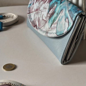 Duży portfel monstera brudny błękit