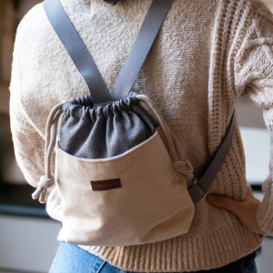 Szaro-kremowy workoplecak mini