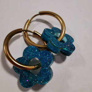 Brokatowe kolczyki kwiatki