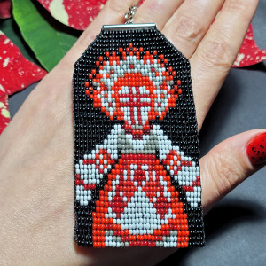 Brelok z makami – ludowy ornament breloczek zawieszka do kluczy torebki