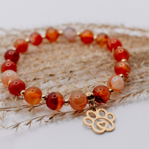 Bransoletka agat z łapką i sercem