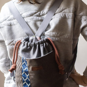 Ciemnoszary workoplecak mini patchwork