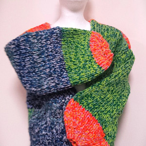 Oryginalny, ręcznie robiony kolorowy kardigan