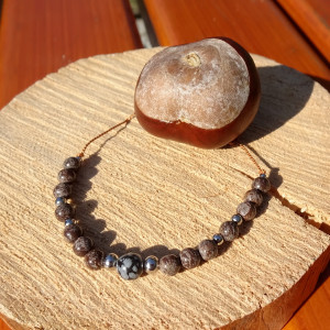 Bransoletka na nici Obsydian śnieżny kamienie naturalne