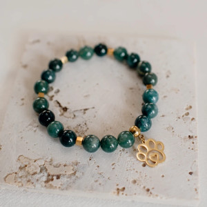 Bransoletka agat mszysty z łapką