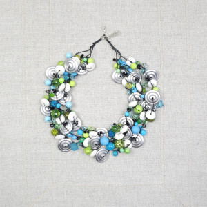 7005 Naszyjnik Morska Limonka – Turkus, Biel i Srebro