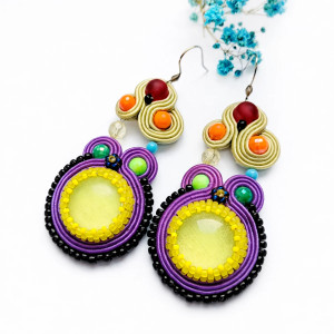 Madras - kolorowe kolczyki sutasz w stylu etno