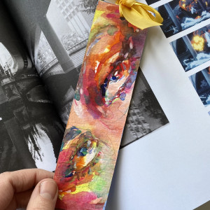 Zakładka papierowa Rainbow Eyes 2 akwarela ręcznie malowana