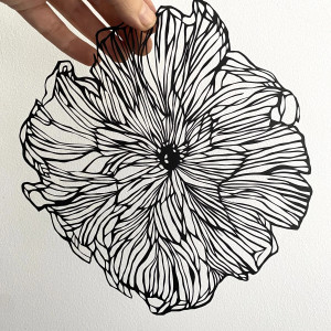 Wycinanka Black Flower I Ręcznie Wykonana