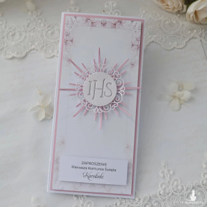 Zaproszenie komunijne dla dziewczynki personalizowane