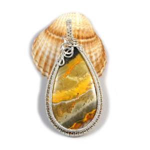 Jaspis trzmieli, Srebrny wisior z jaspisem, ręcznie wykonany, prezent dla niej, prezent dla mamy, prezent urodzinowy, biżuteria