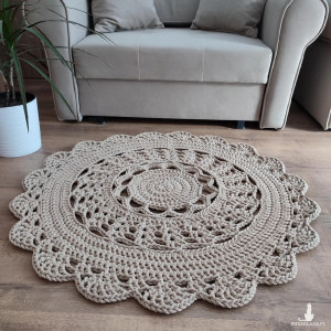 Dywan ze sznurka bawełnianego szydełkowy 90cm