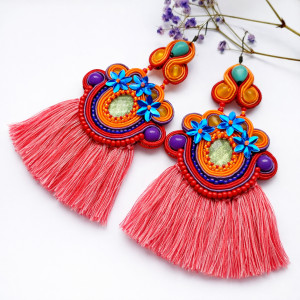 Keilani - czerwone i długie kolczyki sutasz z chwostami