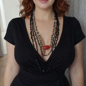 Naszyjnik Boho Etniczne Akcenty Z Koralem