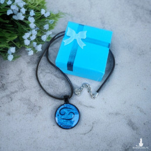 Wisiorek Zodiakalny Rak Cancer – Niebieski Amulet z Żywicy