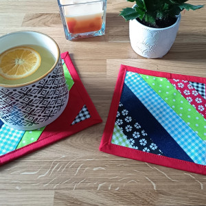 Podkładka pod kubek komplet dwie sztuki styl paczwork