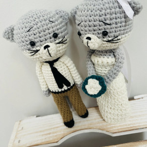 Młoda para kotki ręcznie robione prezent ślubny