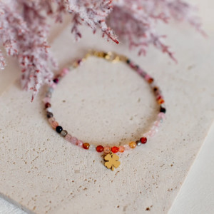 Bransoletka agat z koniczynką