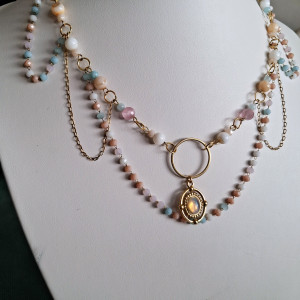 Naszyjnik kolia "Pastelowa arystokratka"