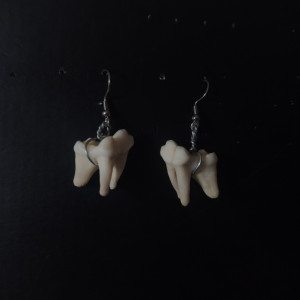 Kolczyki z zębami psa