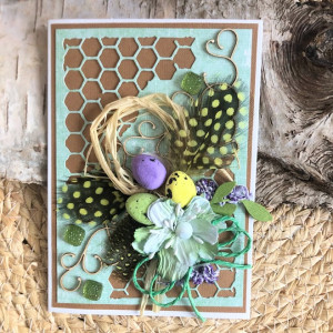 372,Wielkanoc -kartka wielkanocna z jajeczkami