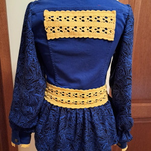 Kurtka  jeansowa  z koronką i baskinką handmade # upcycledclothes